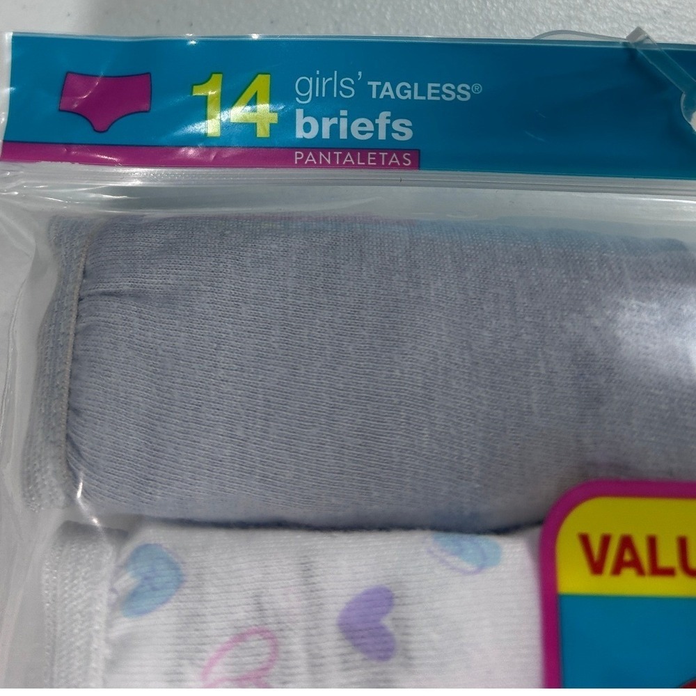 Hanes Ultimate Girls' Tagless Briefs 14-Pack Underwear Cotton Size 8 NEW - Picture 4 of 7